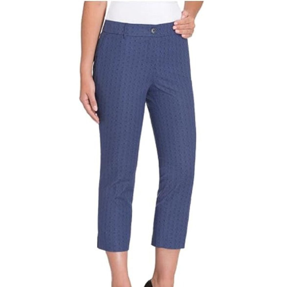 Hilary Radley Women's Stretch Slim Leg Crop Pant, Blue